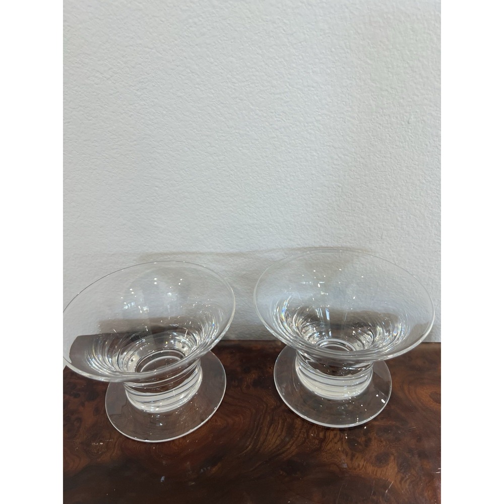Pair Steuben Signed Crystal Mid Century Modern Fruit Seafood Cocktail Glasses 3"